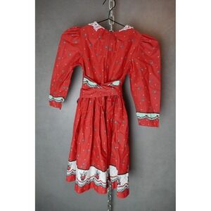 Vintage Daisy Kingdom Holly Berry Print Lace Collar‎ Puff Sleeve Girls Size